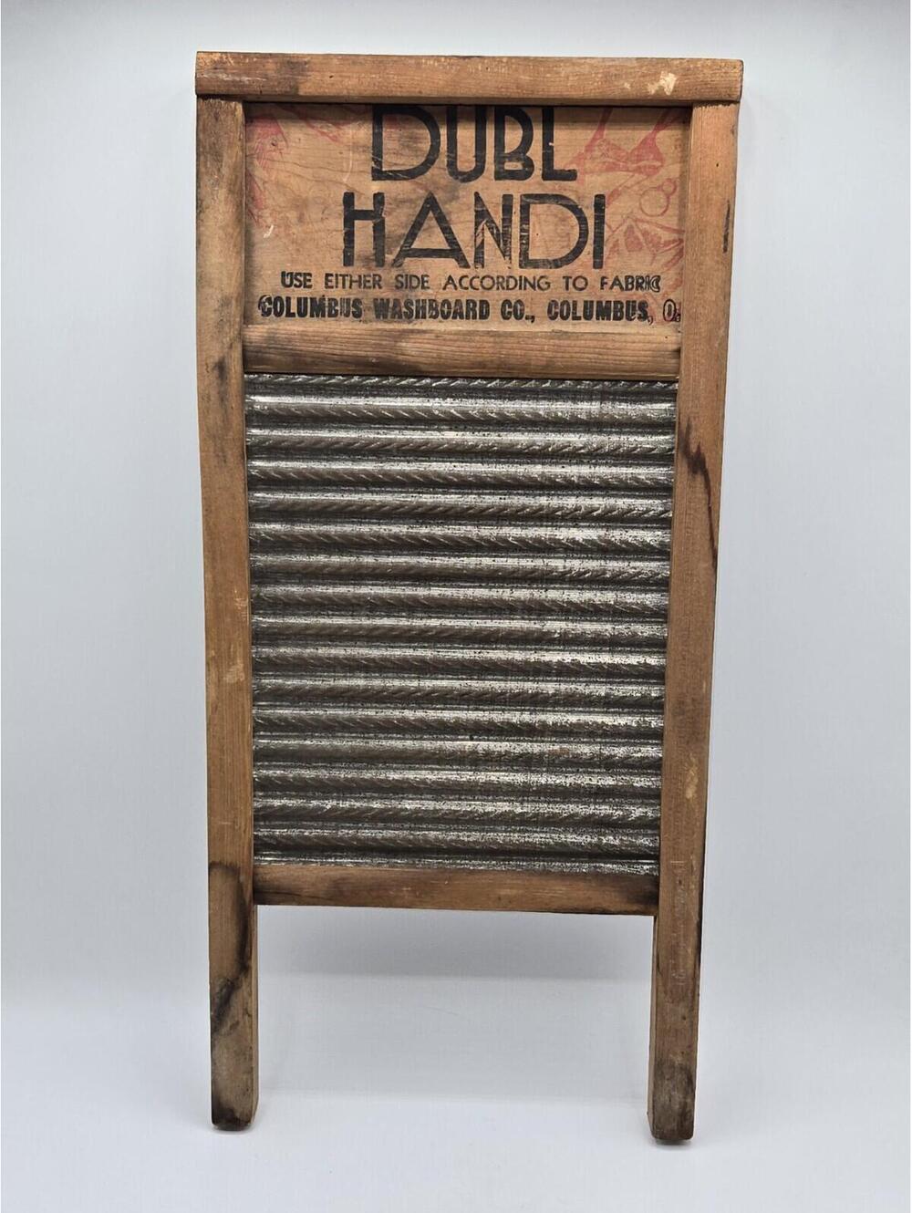 Vintage Columbus Washboard Co. Dubl Handi 8.5" x 18" Wood and Metal